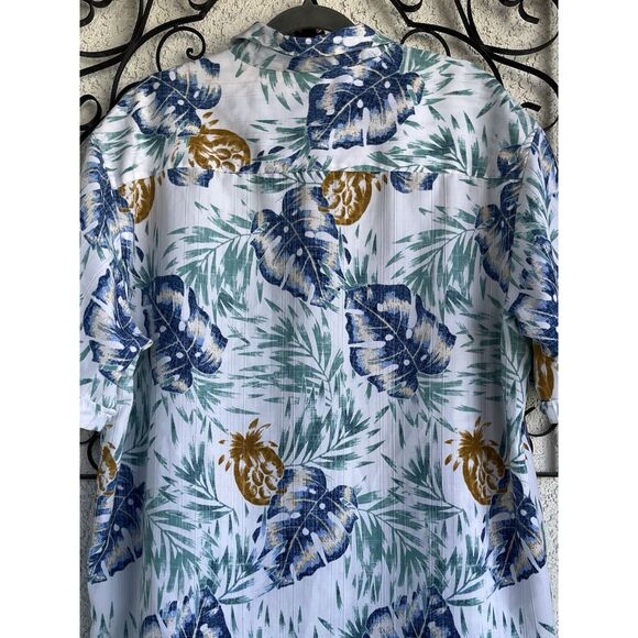 Cubavera Linen Floral Print Collared Button Shirt - Size XL - Multicolored - Picture 5 of 6